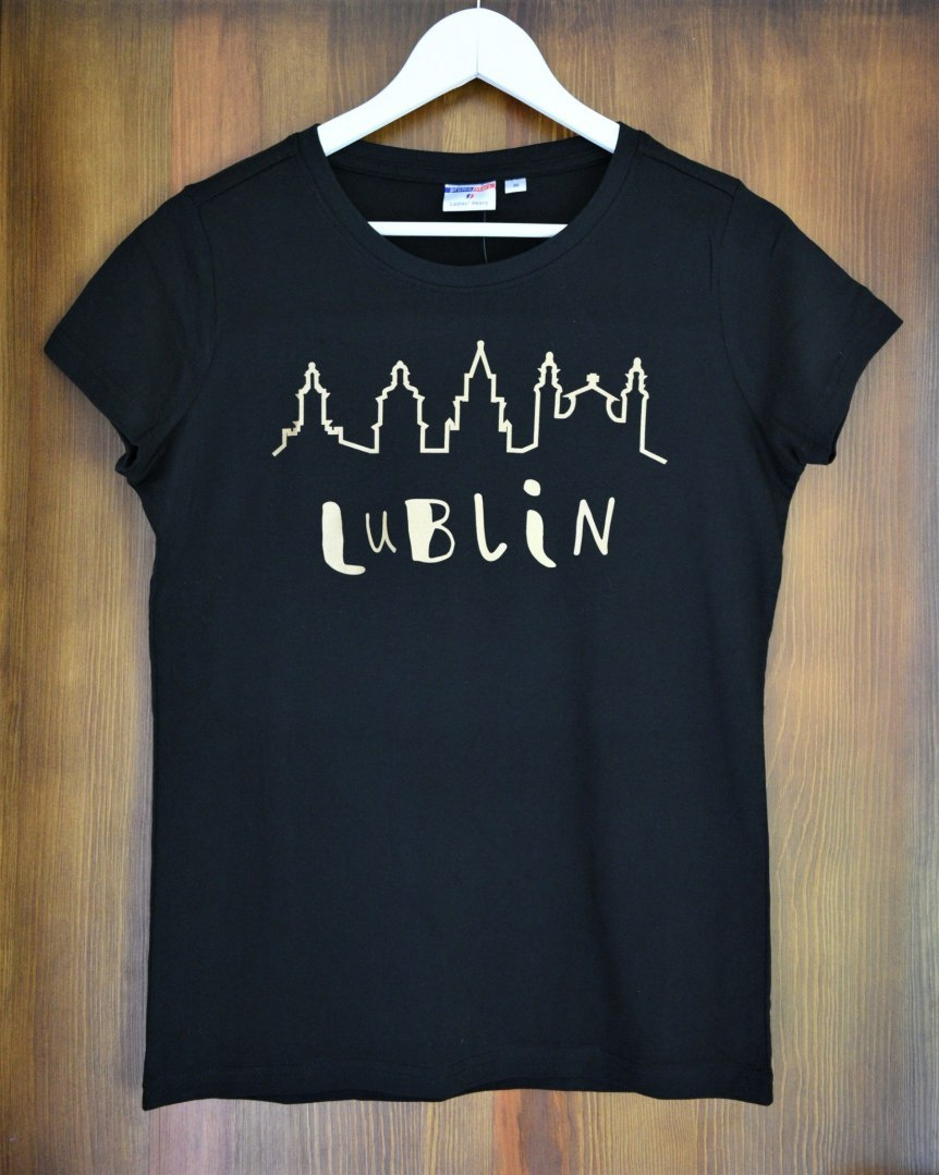 t-shirt damski czarny - złota panorama t-shirt damski czarny - złota panorama